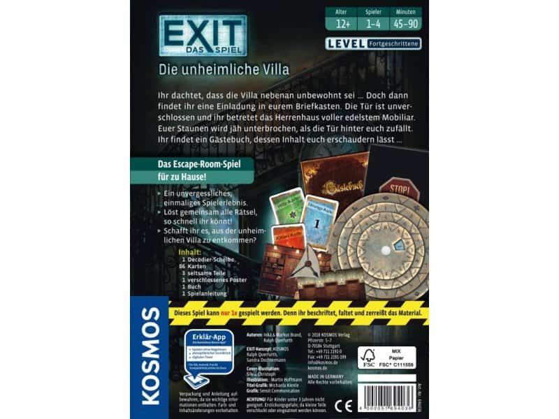 Spiel - EXIT Die unheimliche Villa         - Kosmos