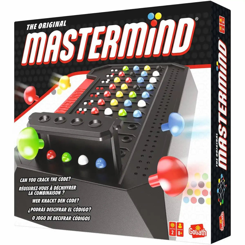 Spielbrett Mastermind Classic von oben mit Stiften