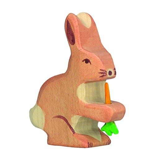 Spielfigur - Hase mit Karotte - Holztiger