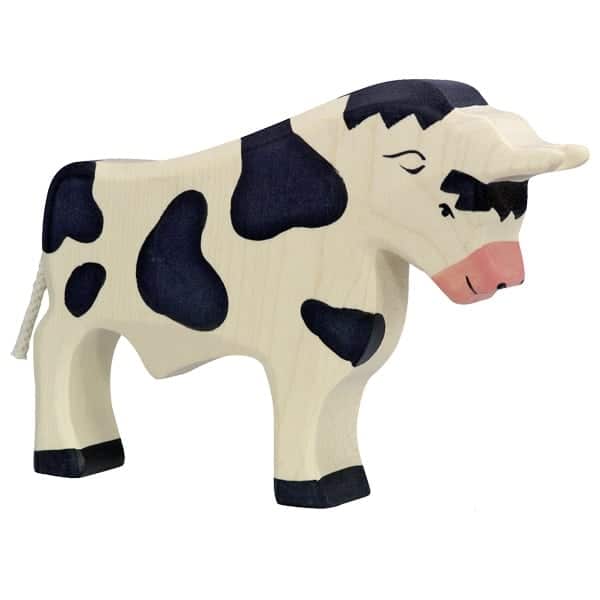 Spielfigur - Stier, schwarz - Holztiger