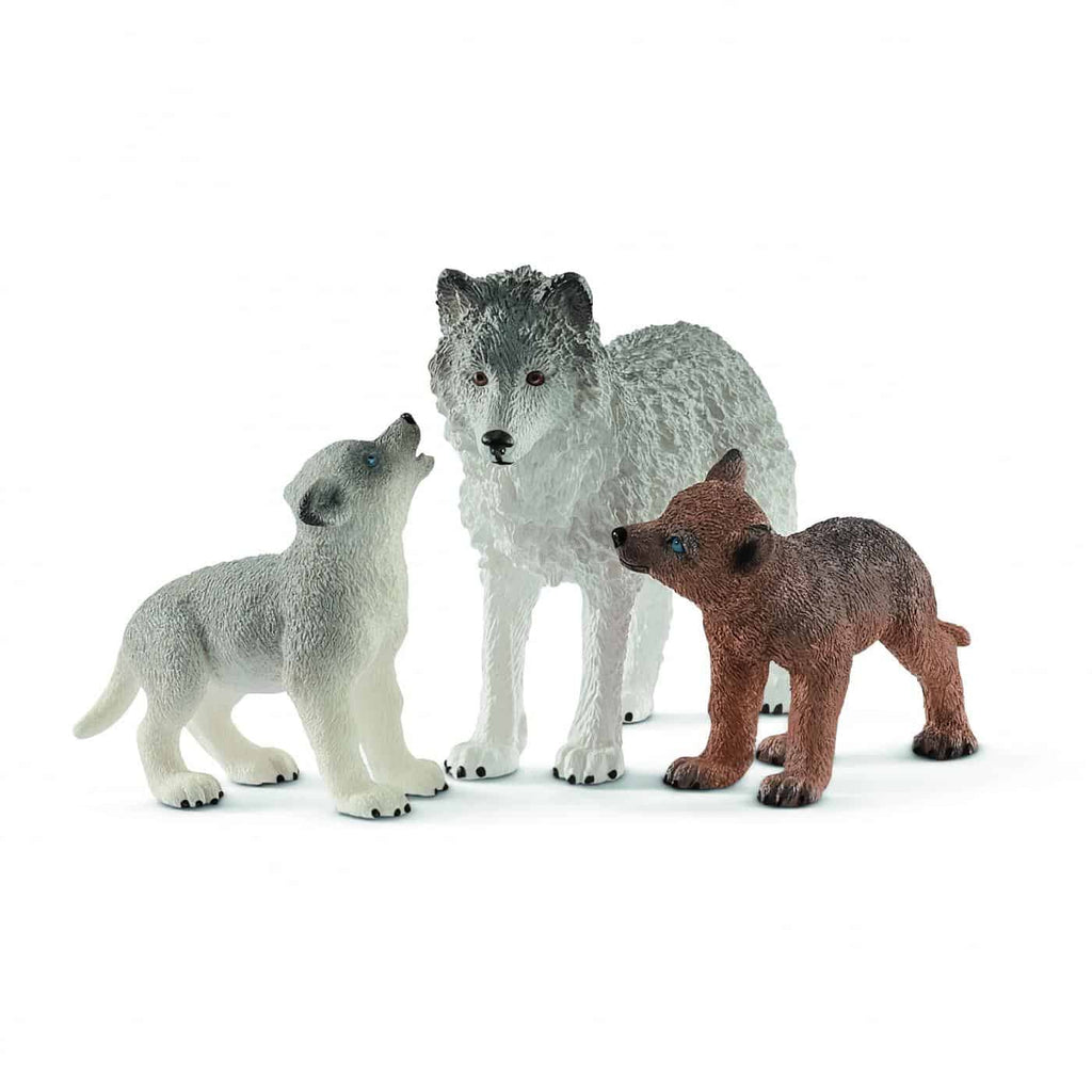 Spielfigur - Wolfsmutter mit Welpen - Schleich