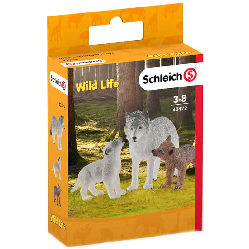 Spielfigur - Wolfsmutter mit Welpen - Schleich