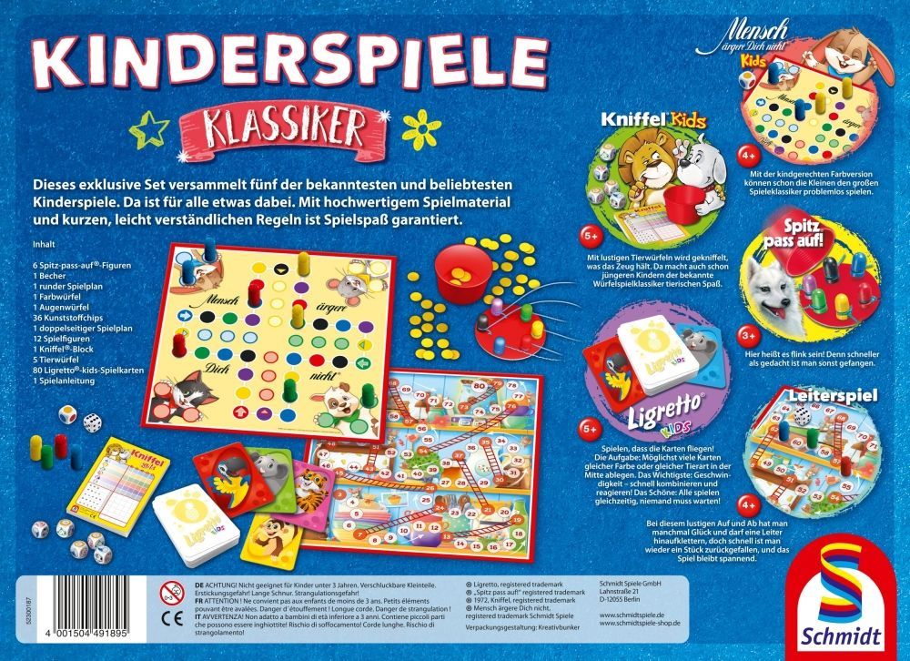 Spielesammlung Kinderspiele Klassiker mit 5 beliebten Spielen für Kinder