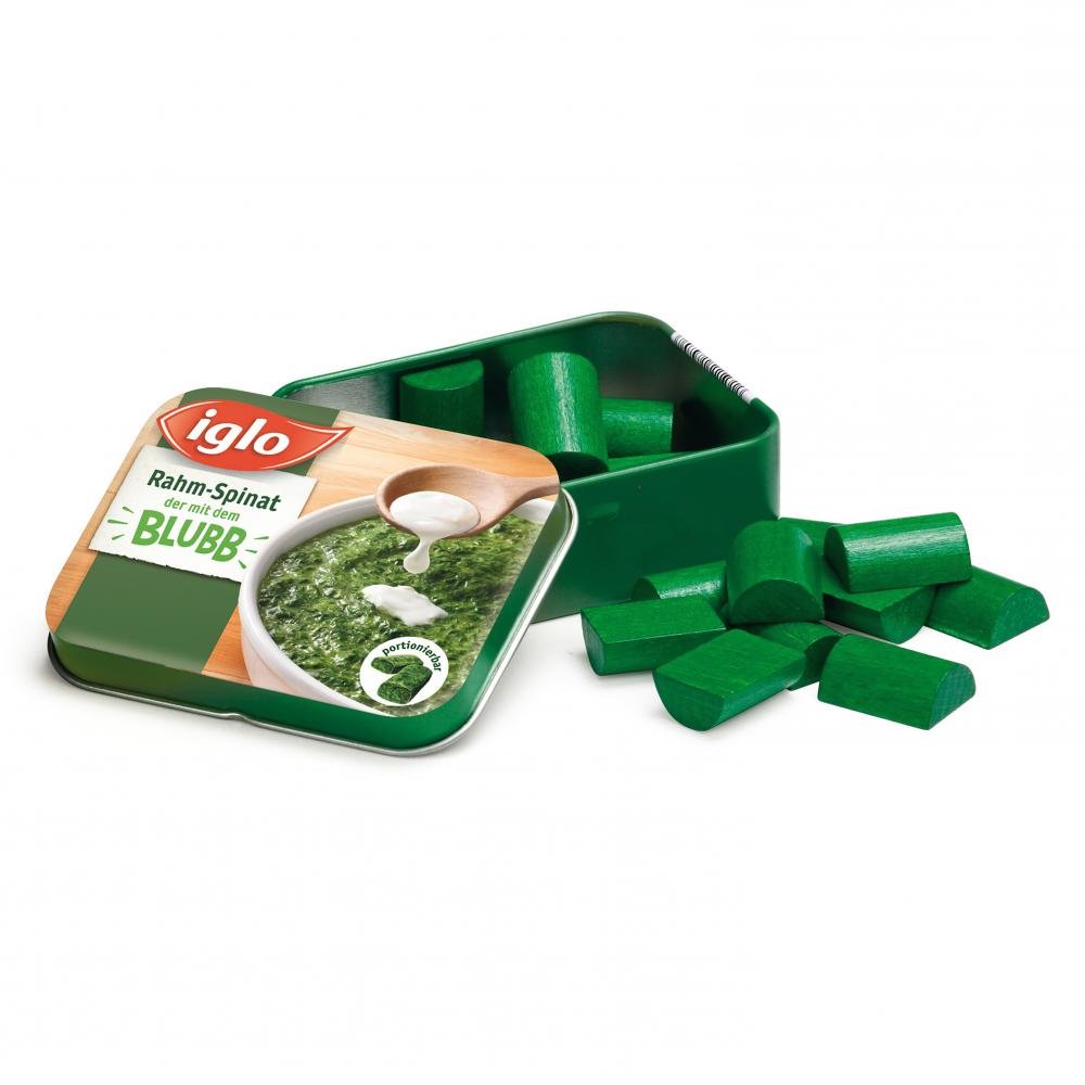 Iglo Spinat Holz Erzi Kinderküche Zubehör Dose
