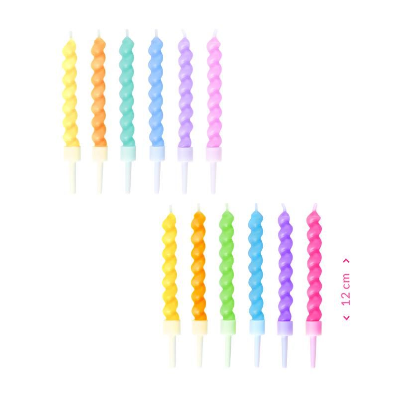 Buntes Spiral-Kerzenset mit eleganter Twist-Optik für Partys und Feiern
