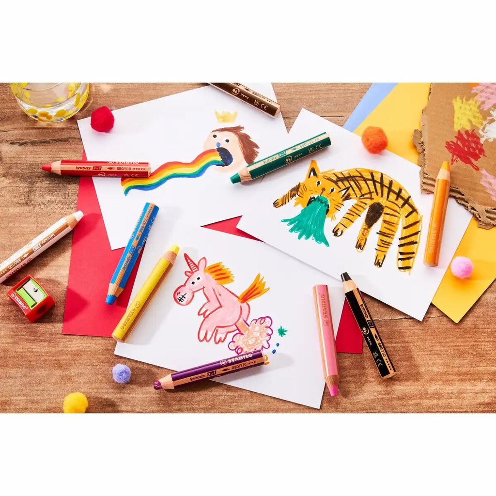 STABILO 3in1 Buntstifte Set mit 10 Farben im Etui