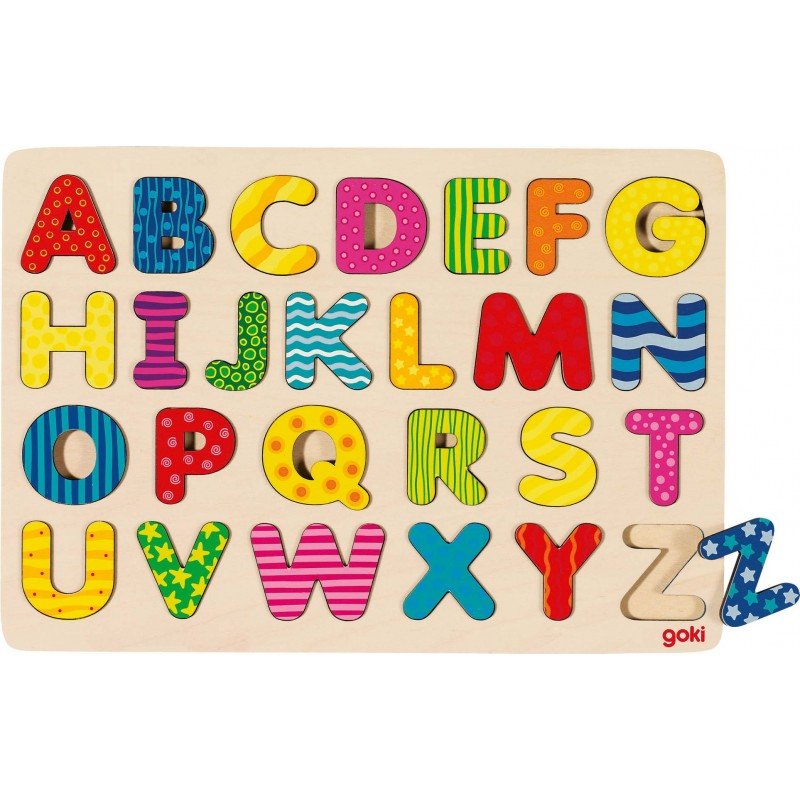 Steckpuzzle Lernspiel - ABC Alphabet - Puzzle aus Holz - Goki