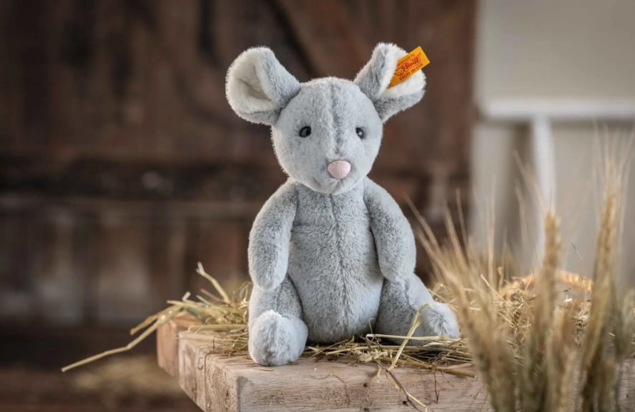 Steiff - Cheesy Maus 19 cm - blaugrau - sitzend - Steiff