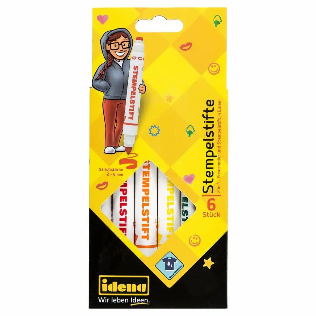 Stempelstifte Idena 6er Set bunt mit Motiven
