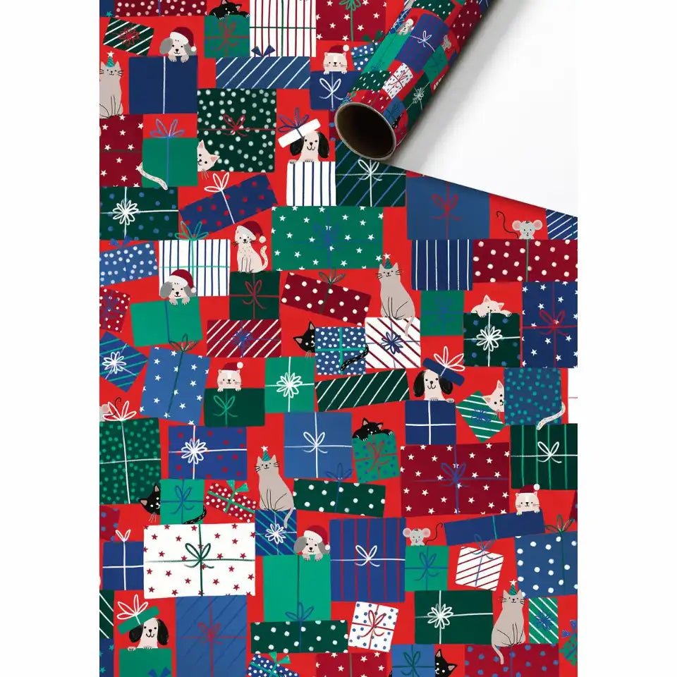 STEWO Geschenkpapier Taly mit Hunden und Katzen im Weihnachtsdesign
