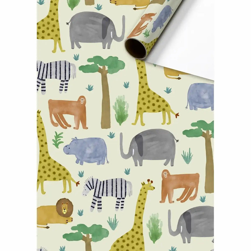 STEWO Geschenkpapier Timba hellbeige 70x200 cm Safari Tiere
