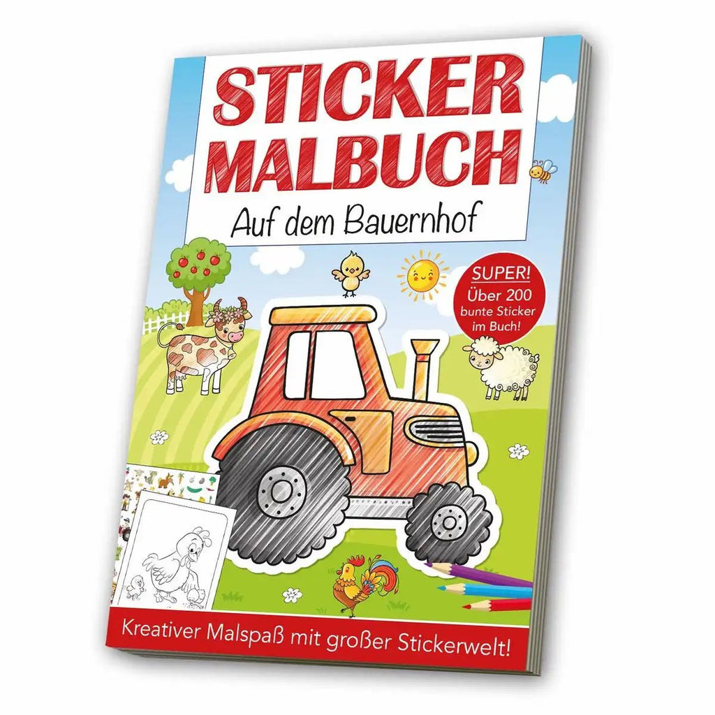 Sticker-Malbuch Bauernhof A4 für Kinder ab 3 Jahren