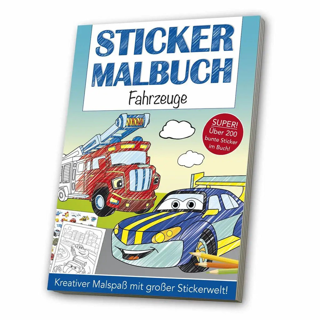 Sticker-Malbuch Fahrzeuge A4 für Kinder ab 3 Jahren