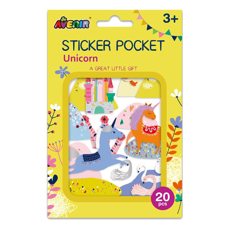 Avenir Sticker Pocket Unicorn mit 20 bunten Einhorn Stickern für kreative Kinder ab 3
