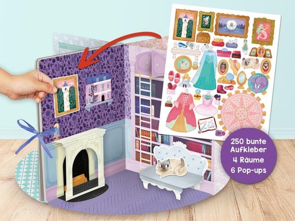 Sticker-Spielschloss mit Pop-ups, Klappen und Prinzessinnenmotiven
