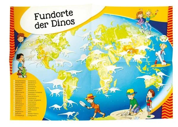 Dinosaurier Stickerbuch Weltatlas mit Poster und Stickern Trötsch
