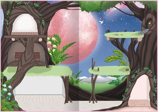 Einhorn-Sticker und Feen auf farbenfrohem Stickerbogen
