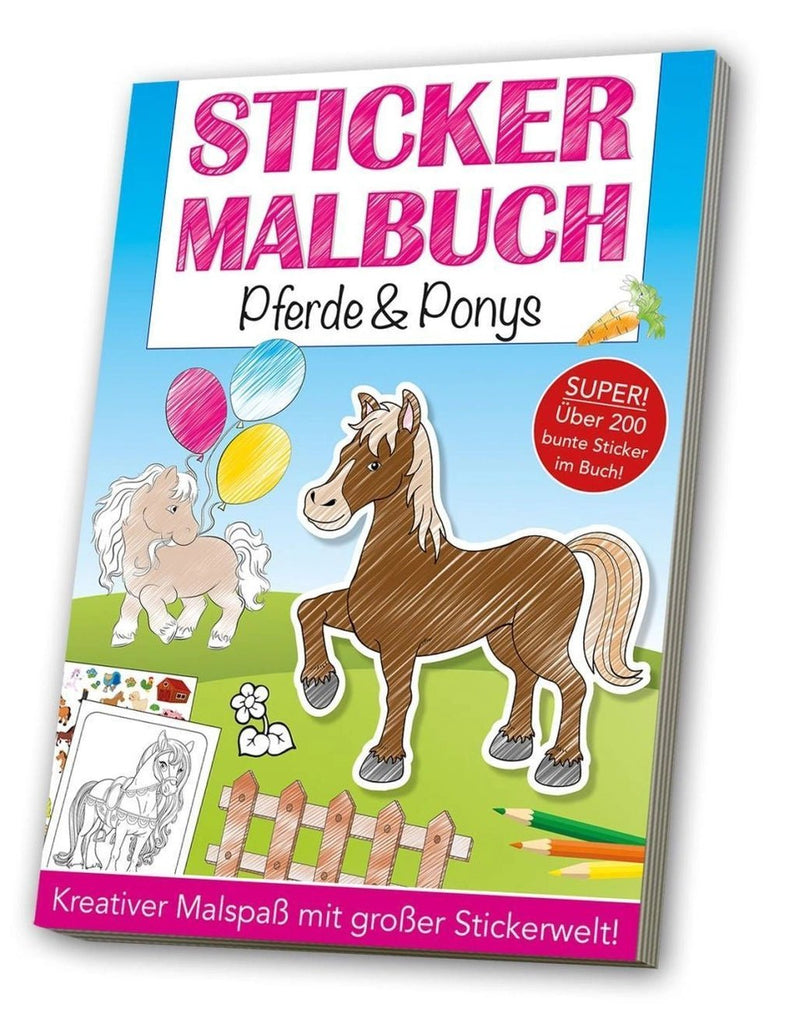 Sticker-Malbuch Pferde und Ponys A4 mit Ausmalbildern