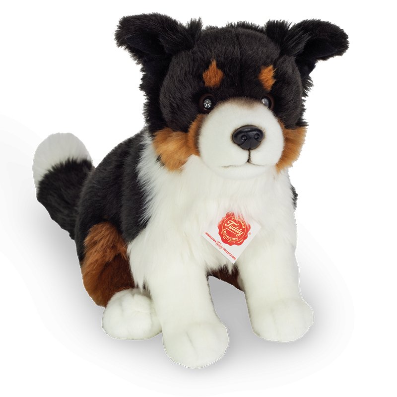 Stofftier - Hund - Tri Color Border Collie sitzend, 30 cm - Hermann Teddy