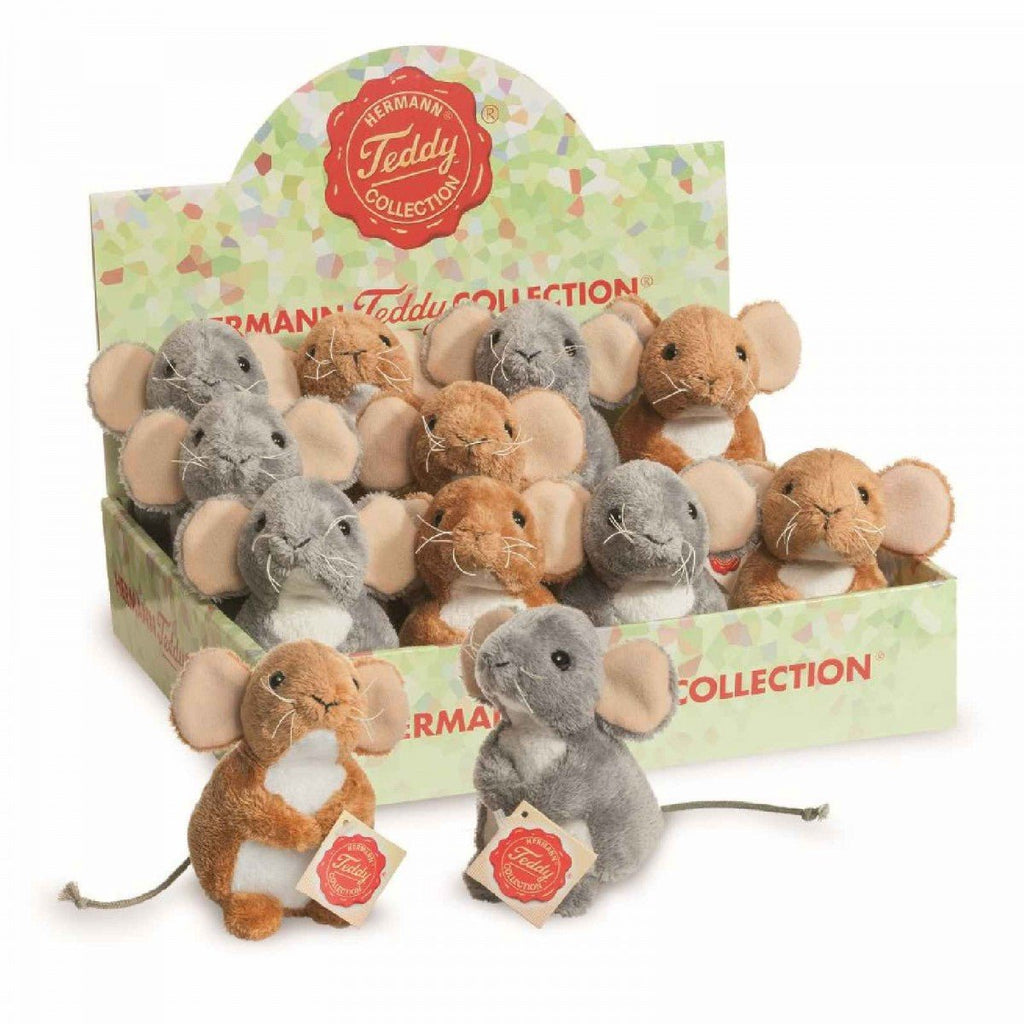 Stofftier - Maus 2 - farbig sortiert 11 cm - Hermann Teddy