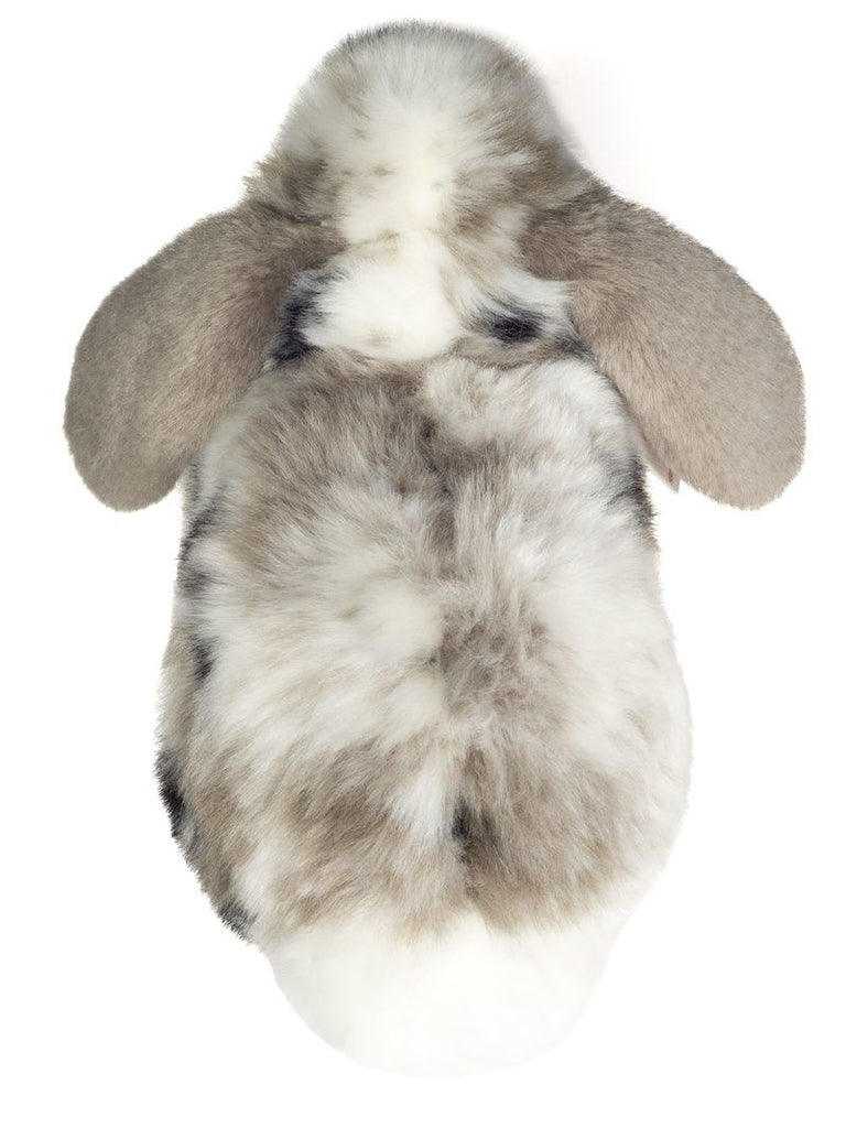 Kuscheltier Widderkaninchen grau weiß 23 cm naturgetreu Handarbeit
