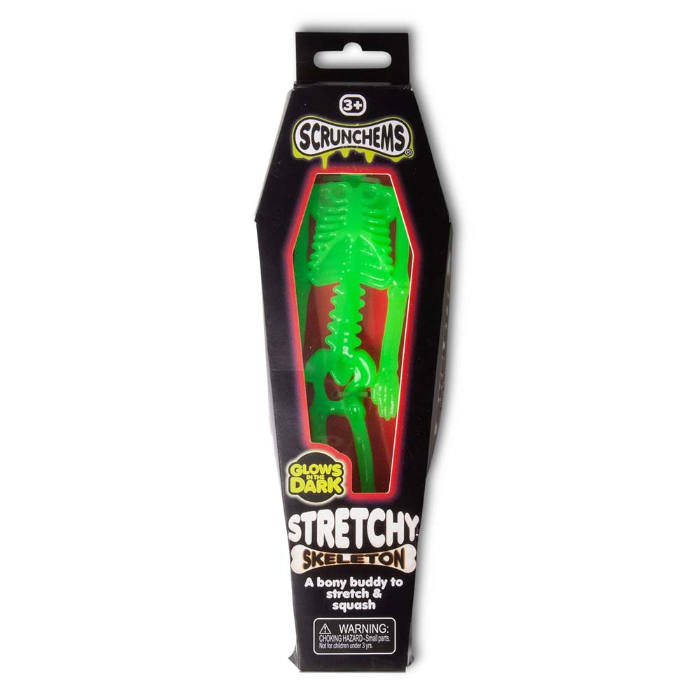 Stretchy Squish Skelett im Coffin Design Verpackung
