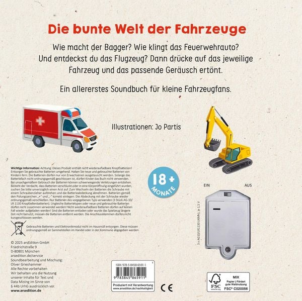 Interaktives Soundbuch Fahrzeuge mit 25 Geräuschen
