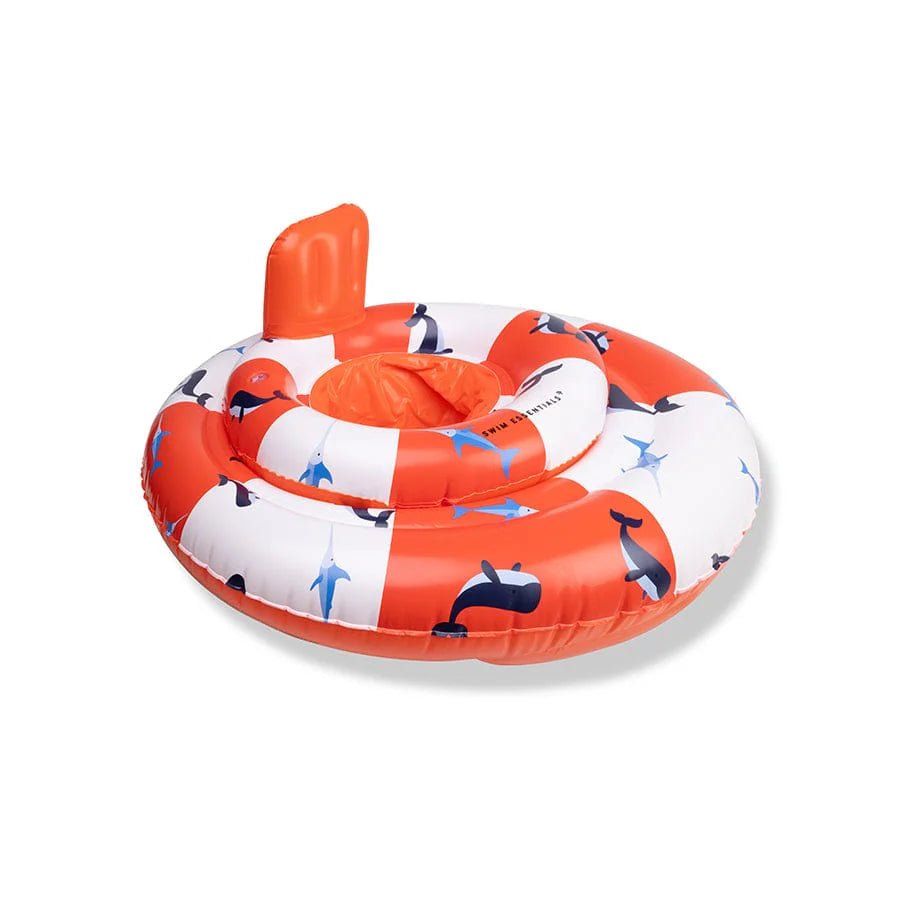 Swim Essentials Baby Float Ocean Stripes Ø 69 cm, rot-weiß, für 0–1 Jahr