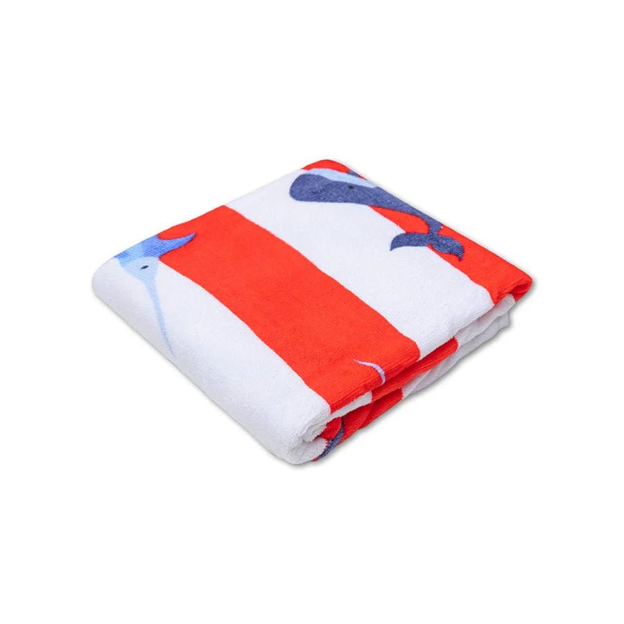 Ocean Stripes Strandtuch 135 x 65 cm aus Baumwolle mit Walmotiv