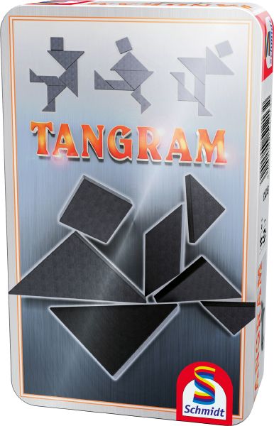 Tangram Reisespiel in Metalldose aus Holz ab 6 Jahren