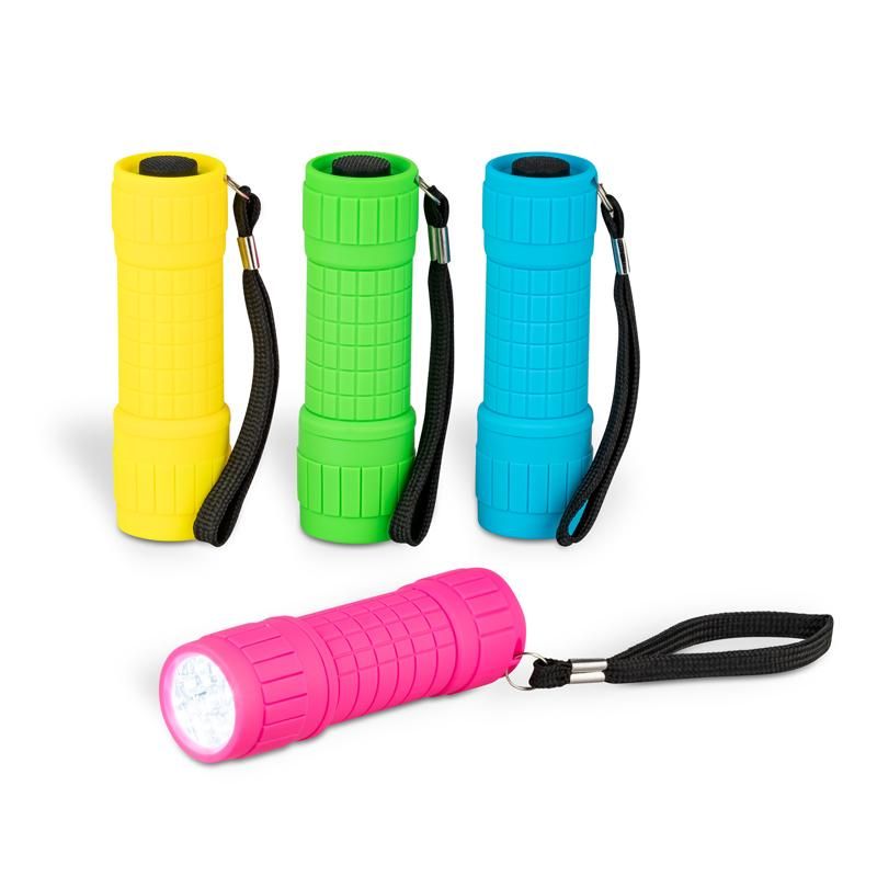 CS Flashlight 9 LEDs handliche Taschenlampe neonfarben mit Batterieset