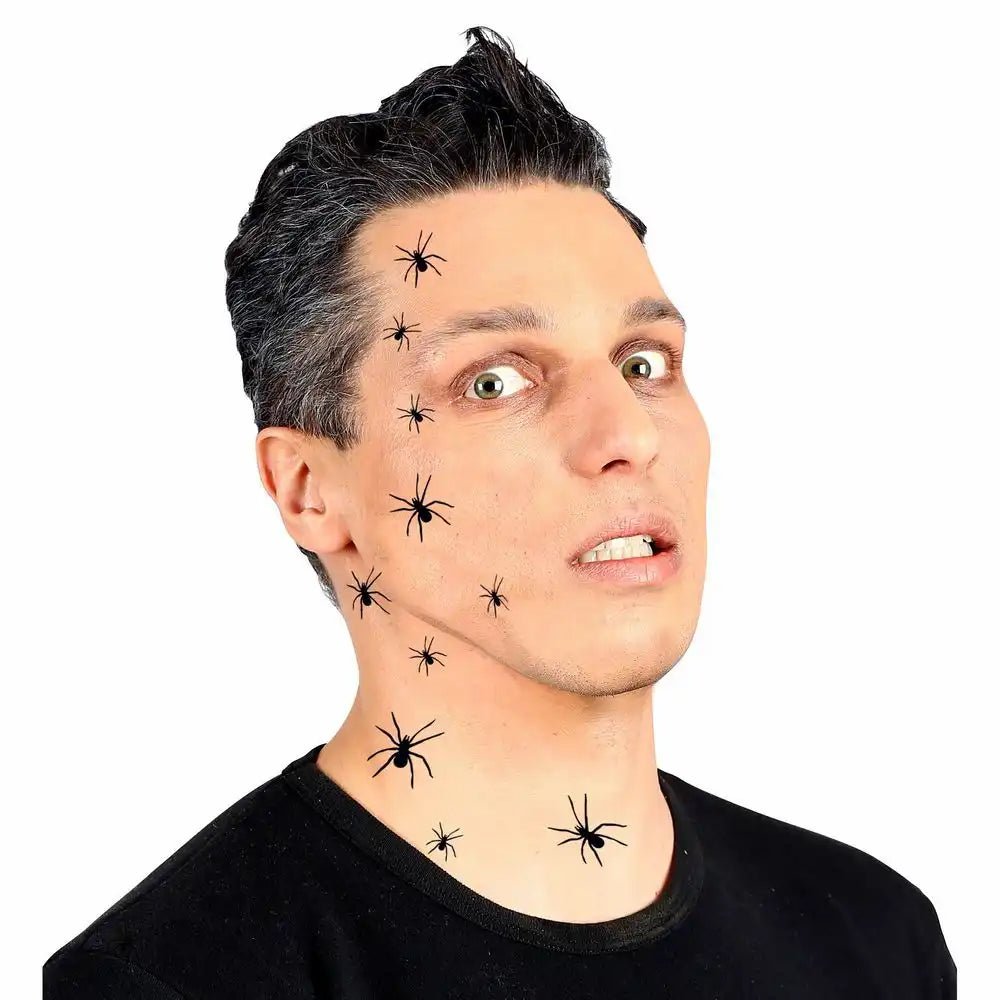 Widmann Spinnen Tattoo Set Karneval Schwarz
