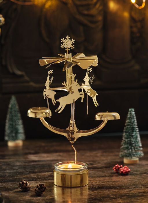 Weihnachtliches Teelichtkarussell Glockenspiel Deko festlich
