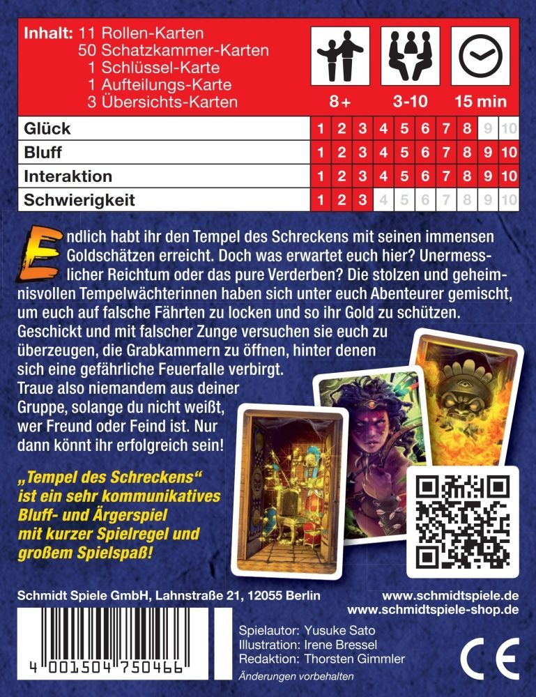 Tempel des Schreckens Bluffspiel für Gruppen ab 8 Jahren mit geheimen Rollen
