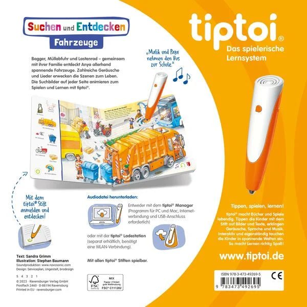 Kindersuchbuch Fahrzeuge tiptoi Geräusche Reime Lieder ab 2 Jahre