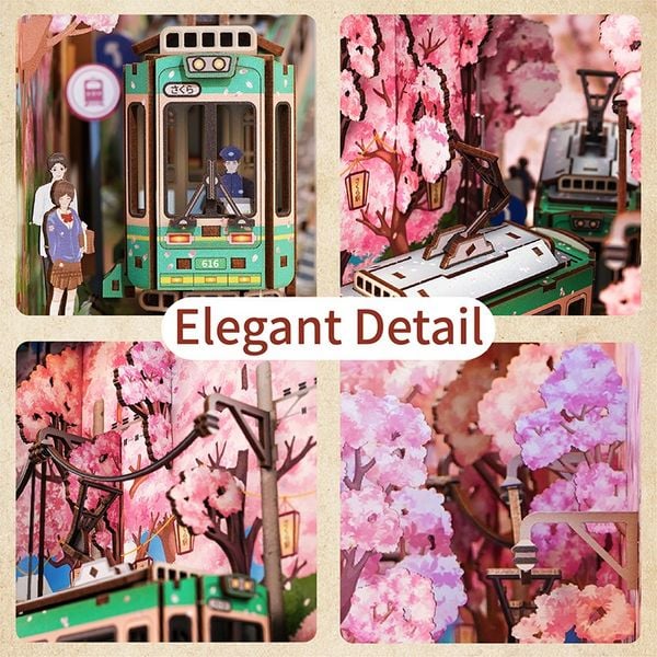 Miniaturhaus Sakura’s Travel mit Licht und Kirschblüten
