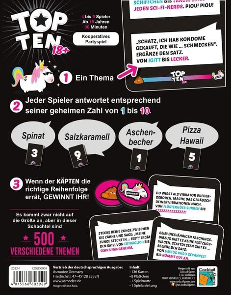 Partyspiel Top Ten Erwachsene lustig