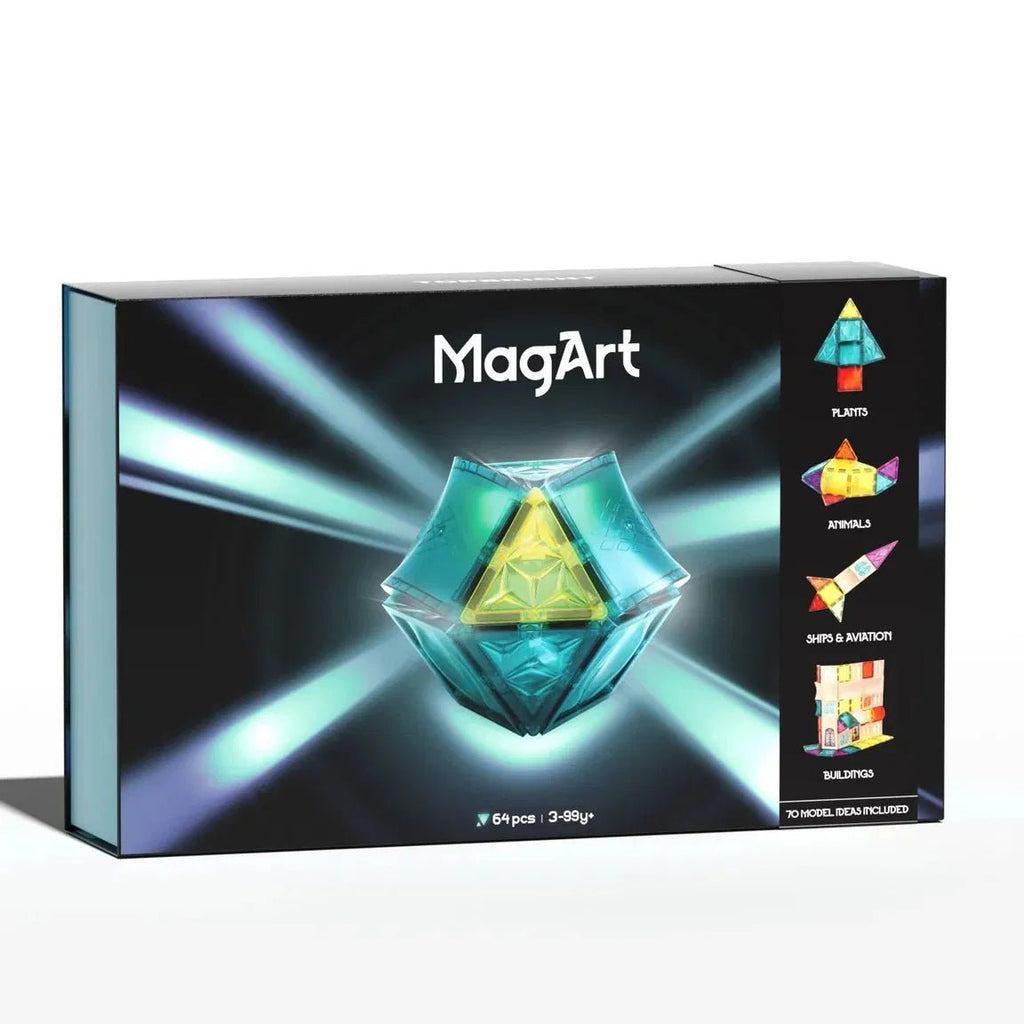 Magnet-Tiles 64-teilig mit Ideenheft für kreative Kinder

