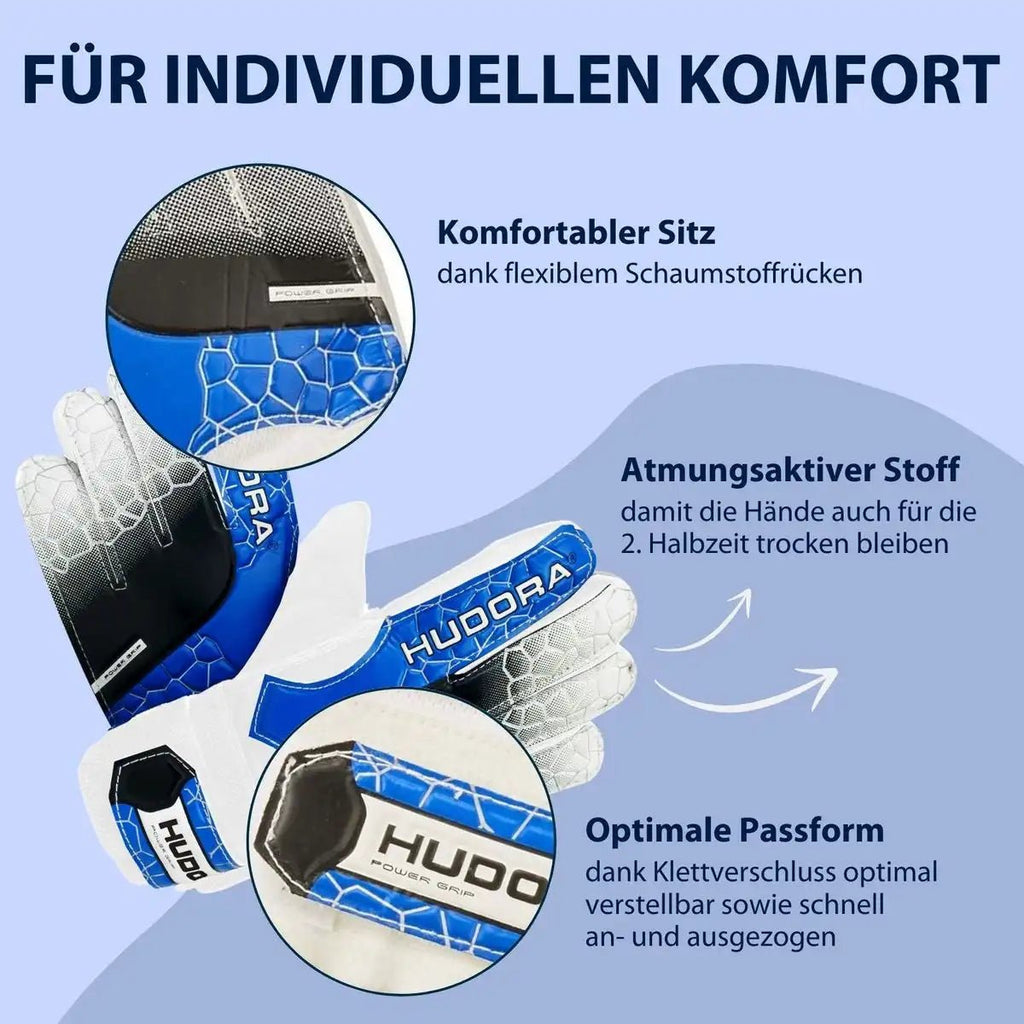 Hudora Kinder Torwarthandschuhe Größe S mit Klettverschluss ab 5 Jahren