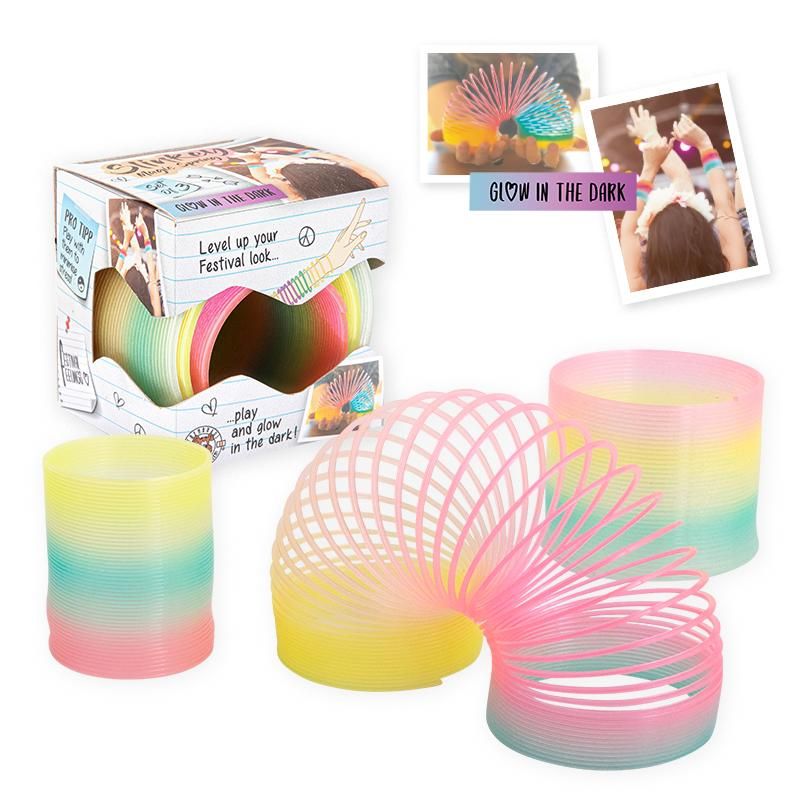 Slinky Regenbogen-Spiralen 3er-Set mit Glow-in-the-Dark in drei Größen