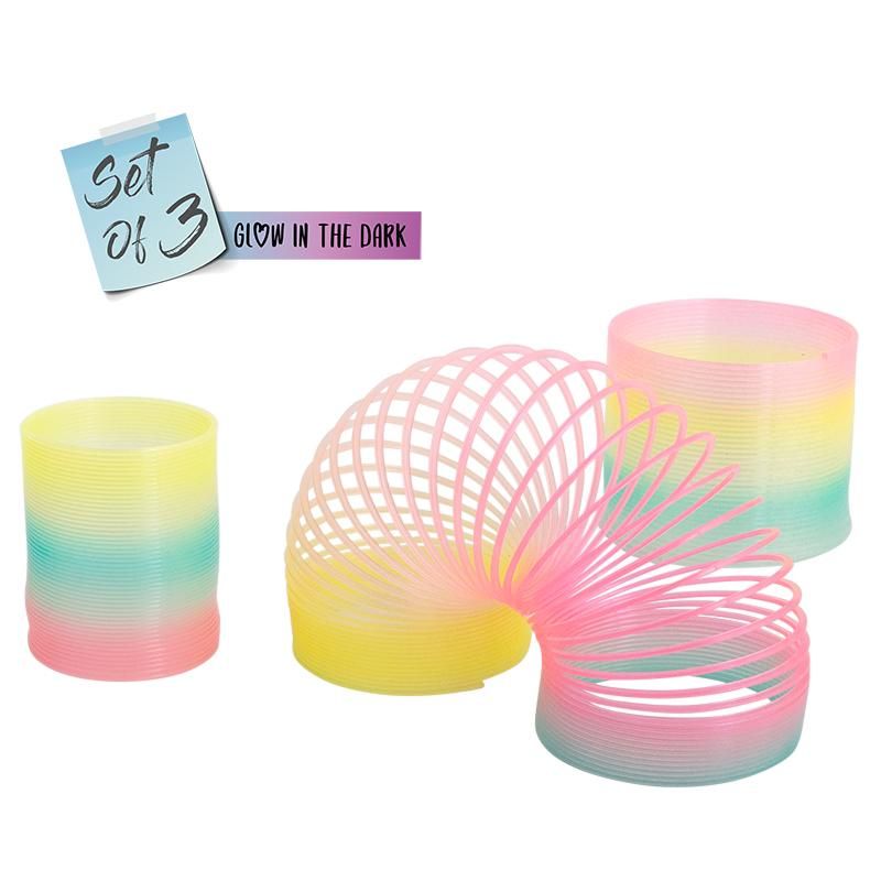 Slinky Regenbogen-Spiralen 3er-Set mit Glow-in-the-Dark in drei Größen