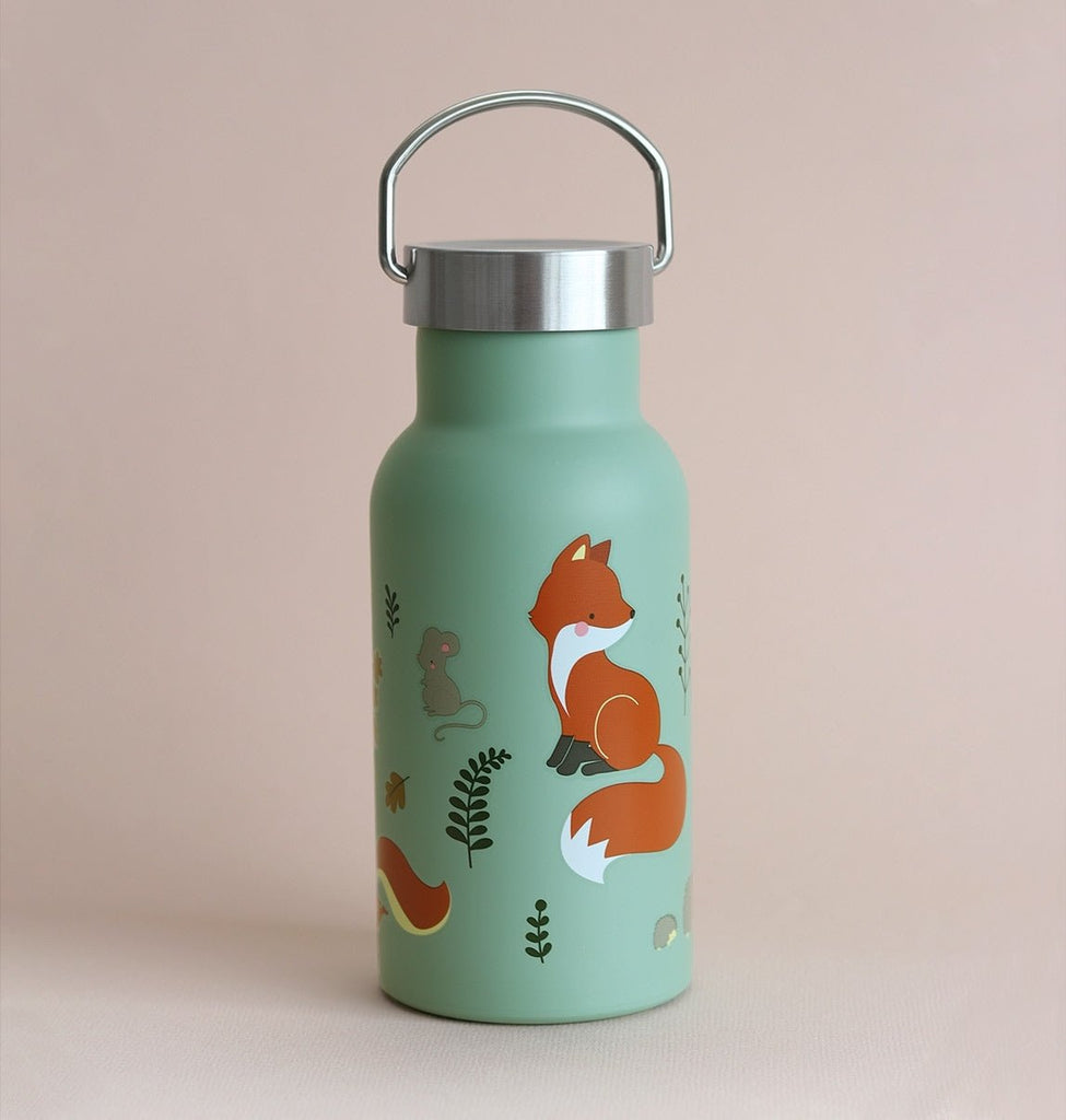 Edelstahl Trinkflasche Waldfreunde 350ml grün, auslaufsicher & BPA-frei