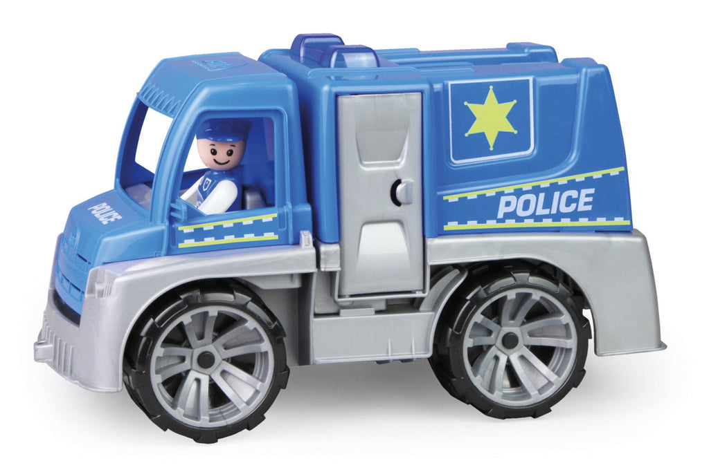 TRUXX Polizei Spielzeugwagen 29 cm mit Zubehör auf weißem Hintergrund
