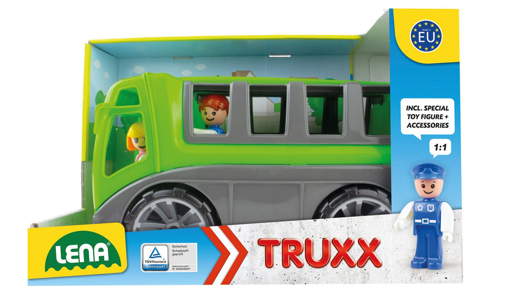 Robuster Kinder Bus mit verzinkten Stahlachsen und öffnendem Führerhaus
