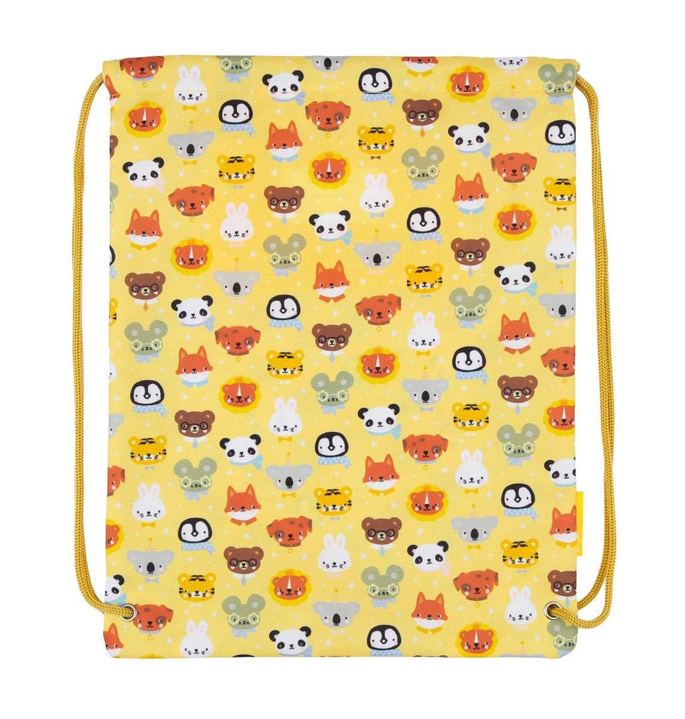 Leichter Kinder Sportbeutel Tierfreunde in Gelb mit Innentasche
