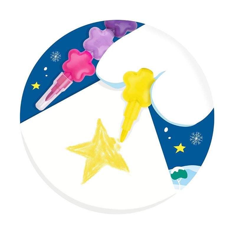 Sternförmige Wachsmalkreiden im Zieh-und-Steck-System
