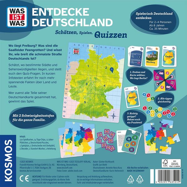 Spiel ab 8 Jahren mit Deutschlandkarte und Rätselspaß