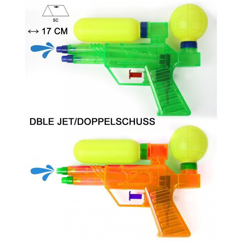 Wasserpistole doppelt Tanks orange grün 17 cm