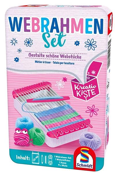 Webrahmen Set für Kinder in Metalldose, Kreativspiel für unterwegs