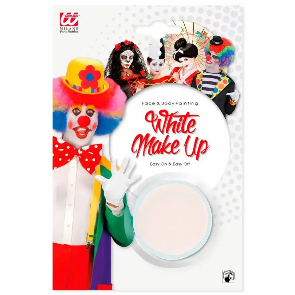 Widmann weiße Schminke 9,6 ml im Behälter auf weißem Hintergrund
